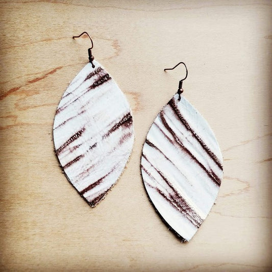 Leather Oval Earring White Chateau - House of Binx 