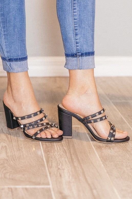 Strappy Block Heel with Studs - House of Binx 