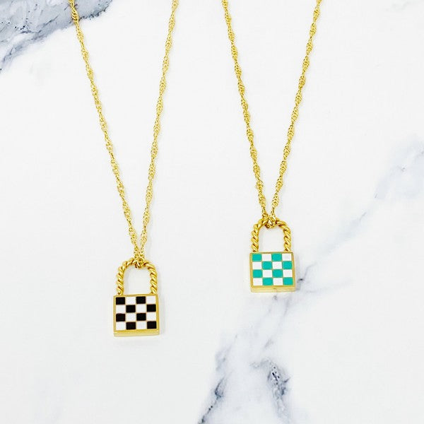 Checkered Locket Necklace - House of Binx 