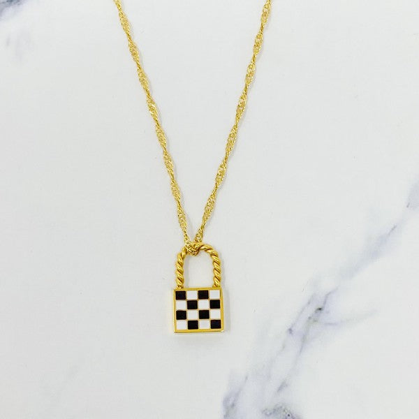 Checkered Locket Necklace - House of Binx 