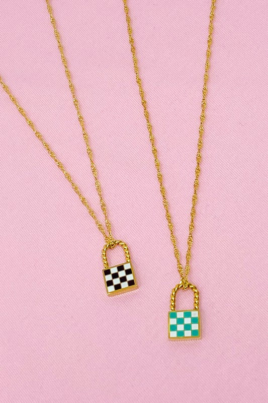 Checkered Locket Necklace - House of Binx 