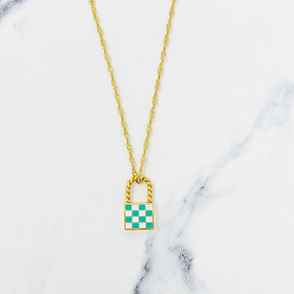 Checkered Locket Necklace - House of Binx 