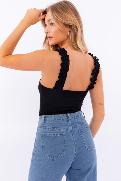 Ruffle Ribbed Bodysuit - House of Binx 