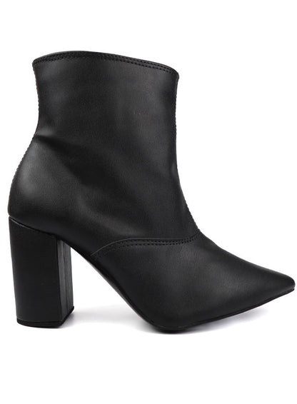 Pointed Toe Bootie with a Block Heel - House of Binx 