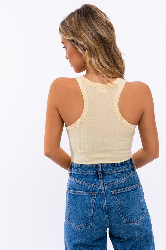 Front Cut-Out Racerback Bodysuit - House of Binx 