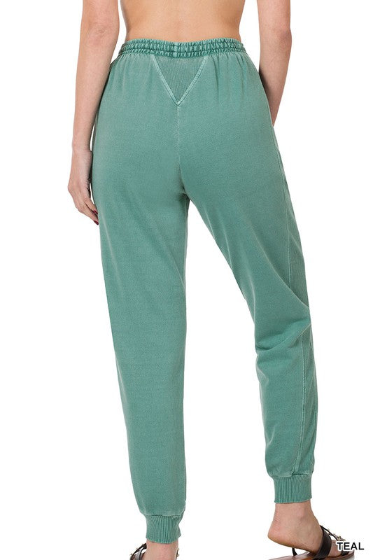 Pigment Dye Drawstring Waist Jogger Pants - House of Binx 