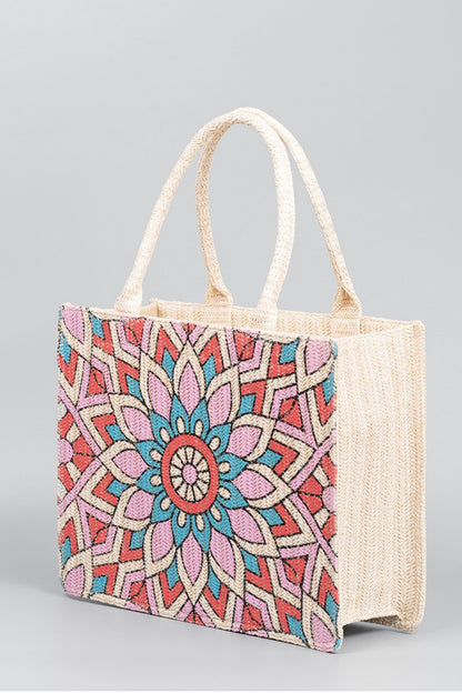 Flower Straw Weave Tote Bag - House of Binx 