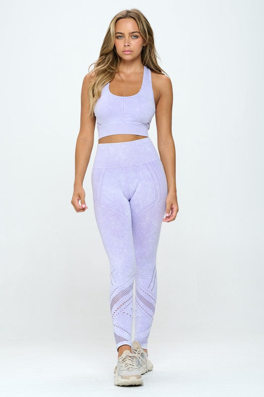 Seamless Two Piece Yoga mineral washed active set - House of Binx 
