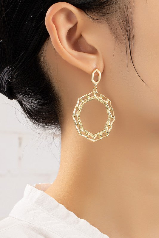 Octagon chunky link chain hoop drop earrings - House of Binx 