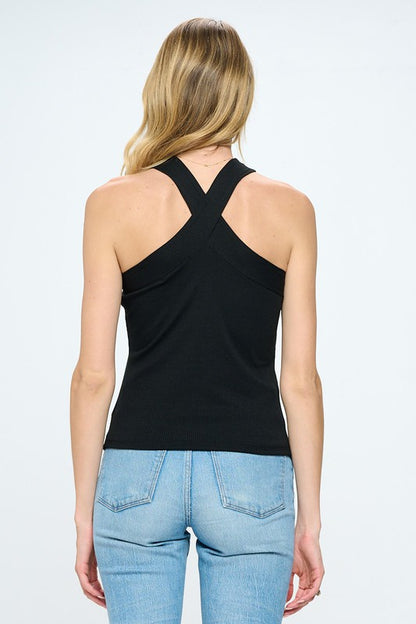 Knit Criss Cross Sleeveless Top - House of Binx 