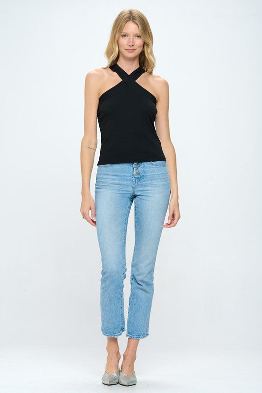 Knit Criss Cross Sleeveless Top - House of Binx 