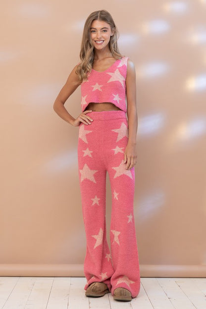 Soft Star Print Tank Pant Set - House of Binx 