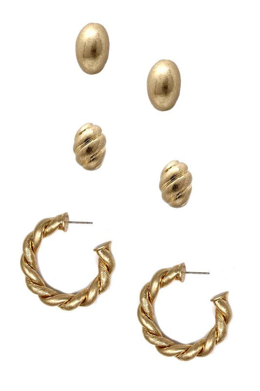 Set Of 3, Well Twisted Hoop Earrings - House of Binx 
