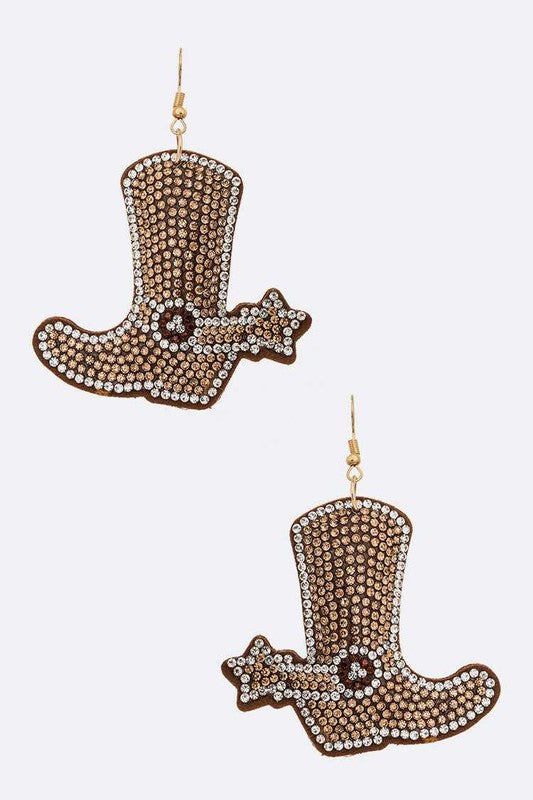 Rhinestone Cowboy Boots Pillow Earrings - House of Binx 