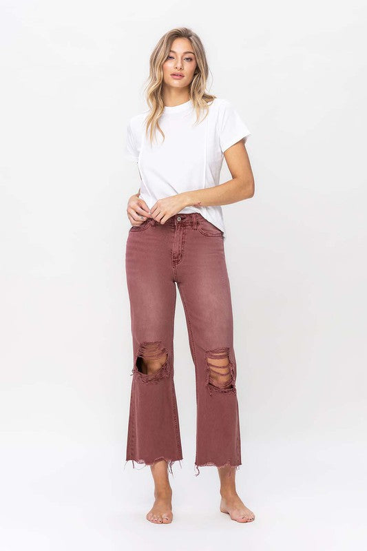 90's Vintage High Rise Crop Flare Jeans - House of Binx 