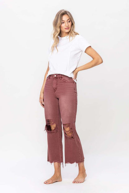 90's Vintage High Rise Crop Flare Jeans - House of Binx 