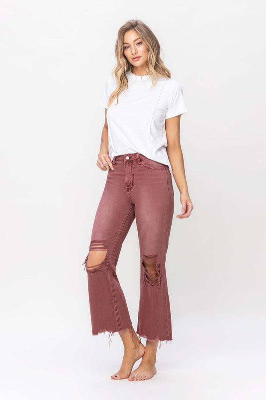 90's Vintage High Rise Crop Flare Jeans - House of Binx 