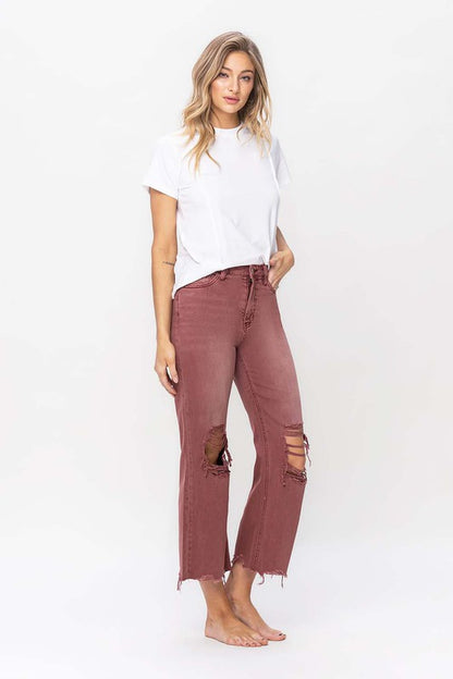 90's Vintage High Rise Crop Flare Jeans - House of Binx 