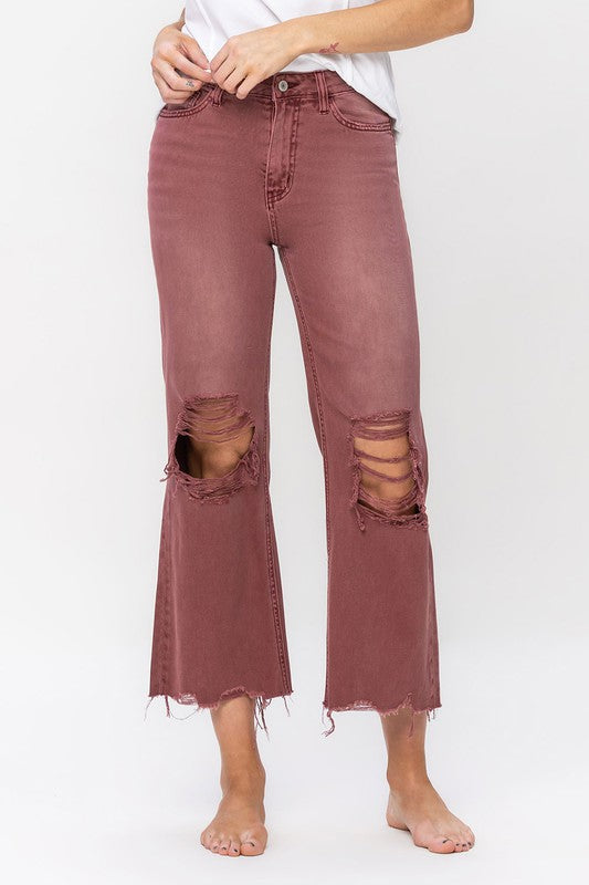 90's Vintage High Rise Crop Flare Jeans - House of Binx 