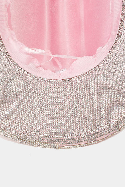 Fame Pave Rhinestone Trim Faux Suede Hat - House of Binx 