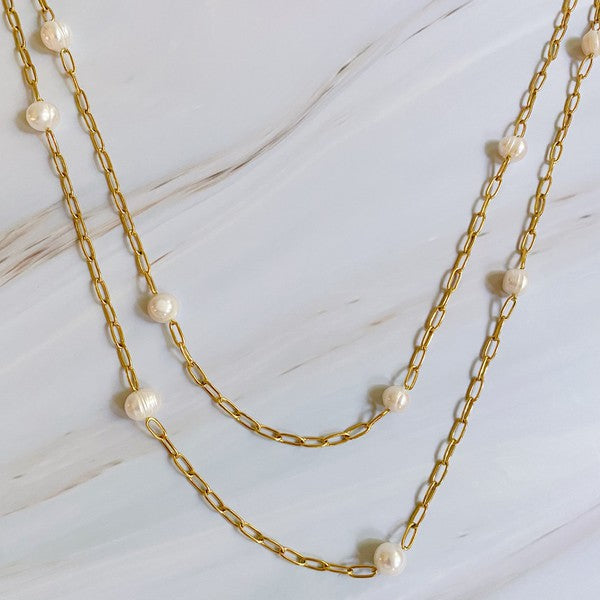 Freshwater Pearl Long Chain Necklace - House of Binx 