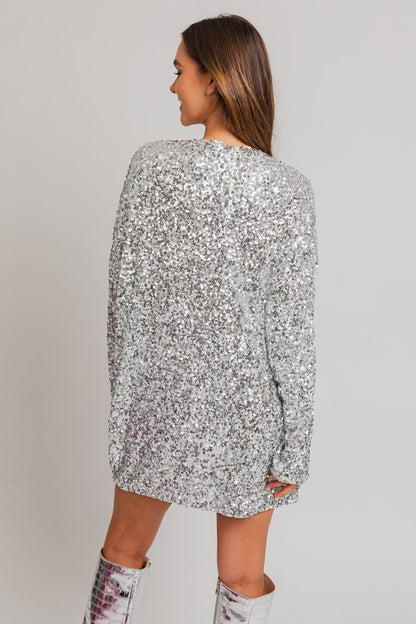 Long Sleeve Sequin Mini Dress - House of Binx 