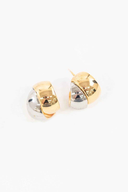 Two Tone Curved Earrings - House of Binx 