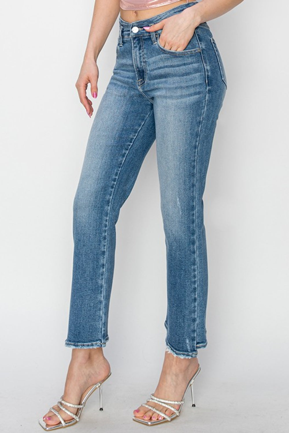 RISEN High Rise Slim Straight Jeans - House of Binx 