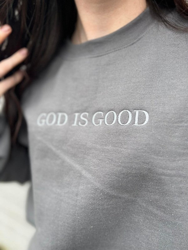 God Is Good Embroidered Sweatshirt - House of Binx 