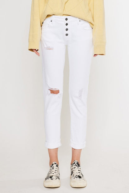 Mid Rise Girlfriend Fit Jeans - House of Binx 