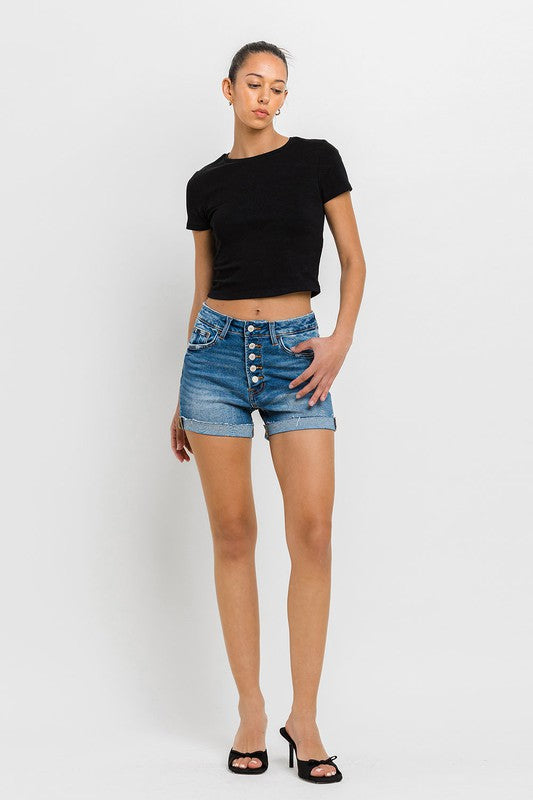 Super High Rise Button Up Mom Shorts - House of Binx 