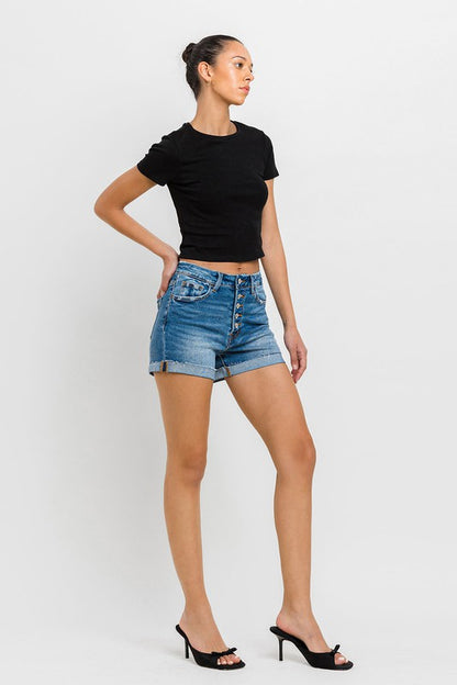 Super High Rise Button Up Mom Shorts - House of Binx 