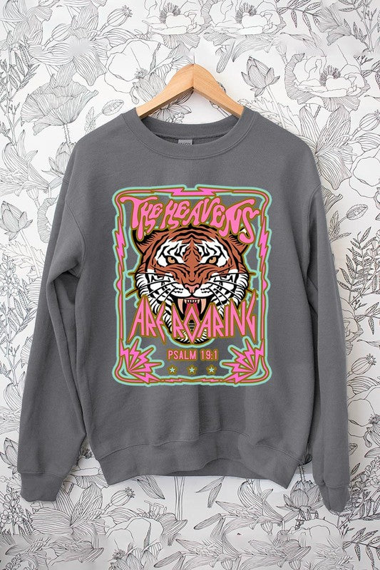 Heavens Roaring Tiger Graphic Fleece Sweatshirts - House of Binx 
