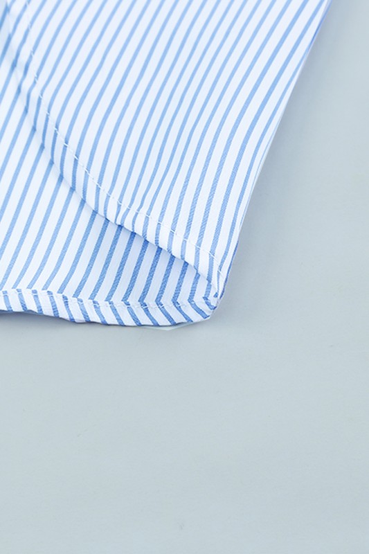 Stripe Smocked shirred oversized shirt blouse - House of Binx 