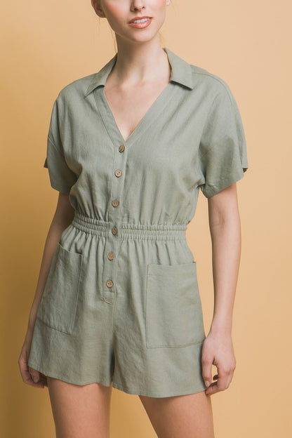 Linen Button Down Romper - House of Binx 