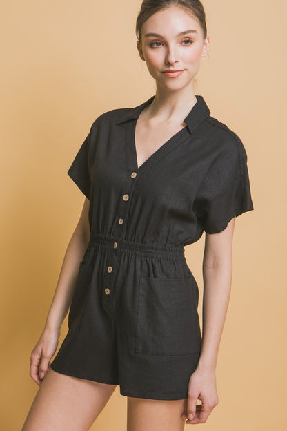 Linen Button Down Romper - House of Binx 