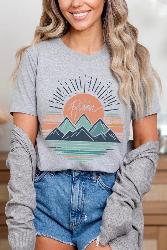 Sunrise He Is Risen Pastel Easter Graphic T Shirts - House of Binx 