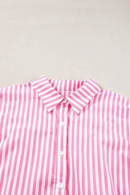 Stripe Button Up Dolman Shirt