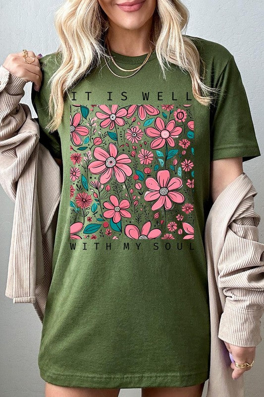 It Is Well With My Soul Flower Graphic Tee