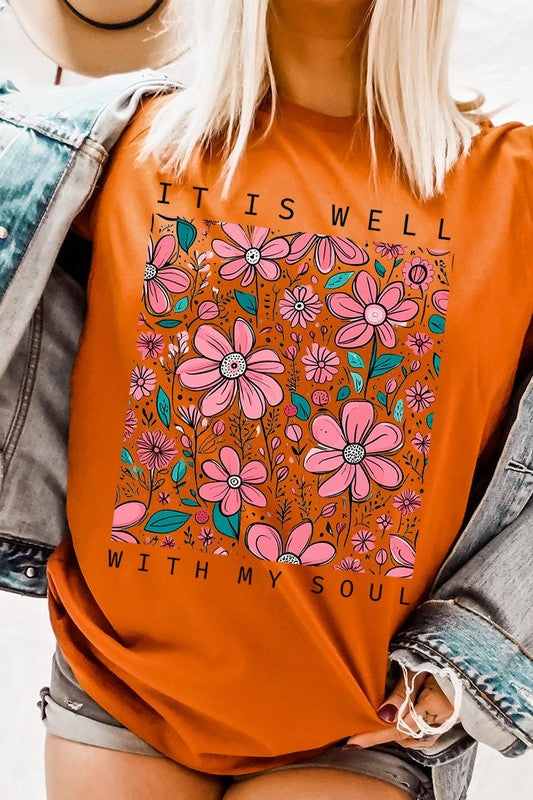 It Is Well With My Soul Flower Graphic Tee