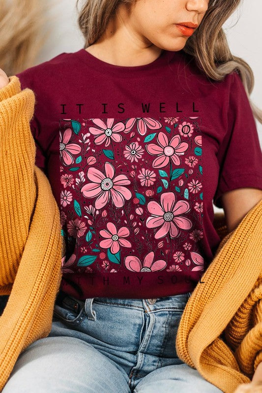 It Is Well With My Soul Flower Graphic Tee