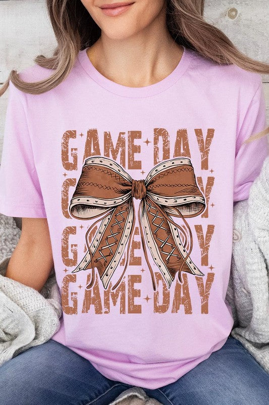 Game Day Football Bow Graphic Tee