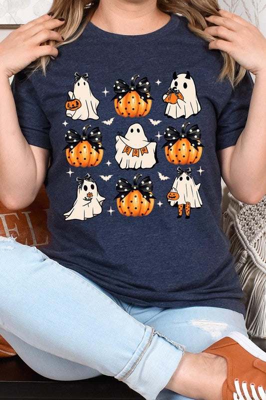 Cute Ghost Fall Pumpkin Halloween Graphic Tee