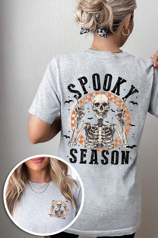 Spooky Season Skeleton Front&Back Graphic Tee