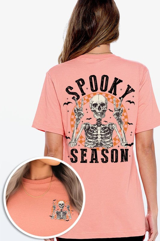 Spooky Season Skeleton Front&Back Graphic Tee