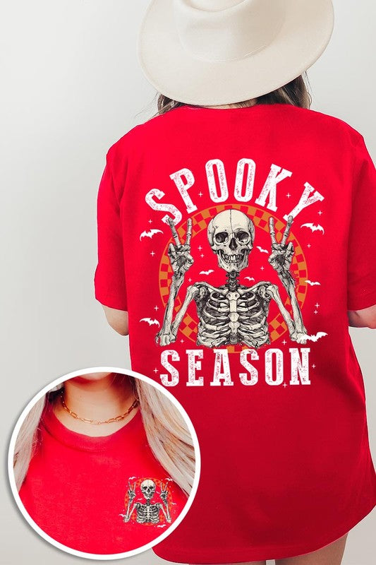 Spooky Season Skeleton Front&Back Graphic Tee