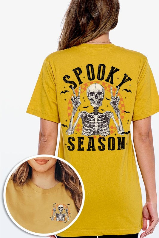 Spooky Season Skeleton Front&Back Graphic Tee