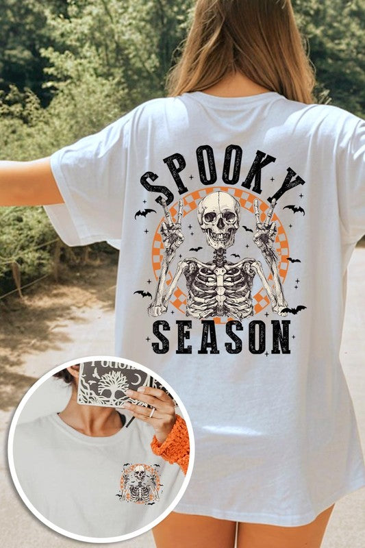 Spooky Season Skeleton Front&Back Graphic Tee