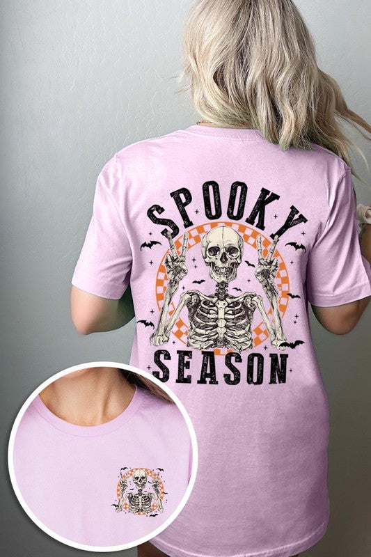 Spooky Season Skeleton Front&Back Graphic Tee