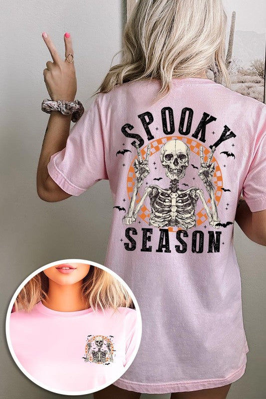 Spooky Season Skeleton Front&Back Graphic Tee